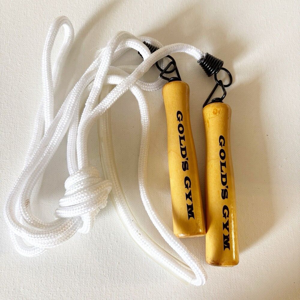 Golds Gym 9 Foot Jump Rope, Natural Wood Handles • CrossFit Workout